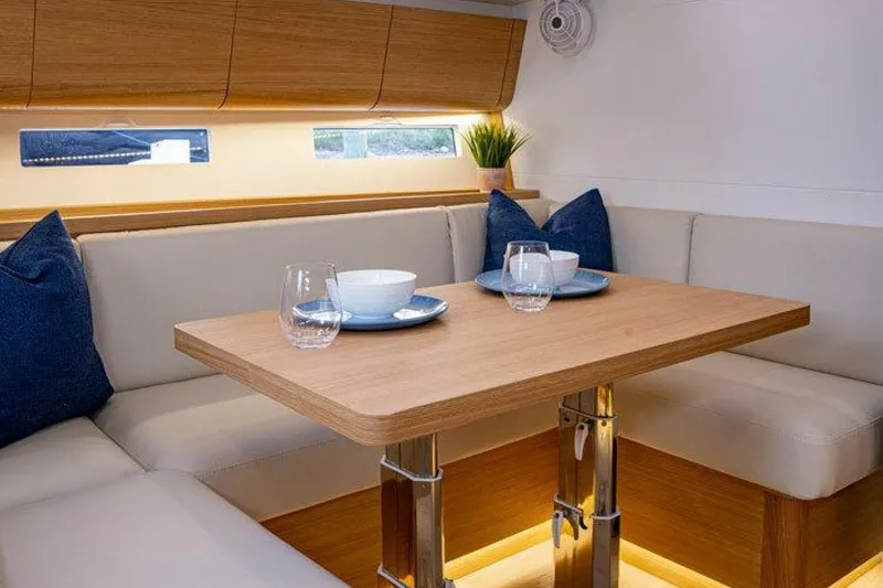 Slide: The Image of Luxurious interior of 2026 J Boats J/45 yacht with elegant dining area. - 6