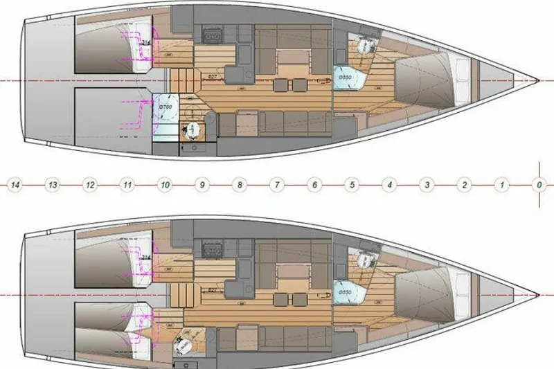 Slide: The Image of Floor plan of 2026 J Boats J/45 sailboat, showcasing interior layout and design. - 7
