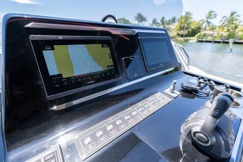 Slide: The Image of Control panel of 2027 Solaris Power 40 Open yacht with navigation display. - 20