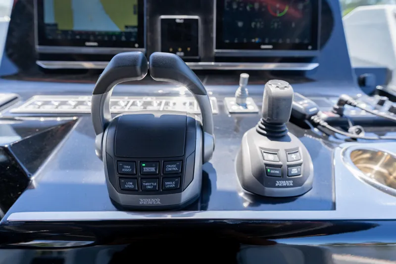 Slide: The Image of Control panel of 2027 Solaris Power 40 Open yacht with Volvo Penta controls. - 21