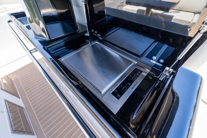 Slide: The Image of Outdoor kitchen on 2027 Solaris Power 40 Open yacht with sleek stainless steel appliances. - 32