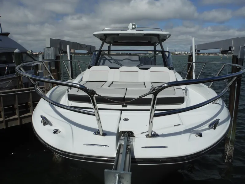 Slide: The Image of 2023 Jeanneau Leader 10.5 WA Series 2 boat docked on a sunny day. - 4