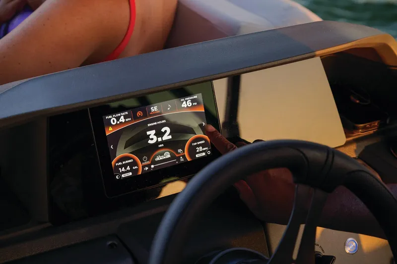 Slide: The Image of Manufacturer Provided Image: Dashboard of 2026 Sun Tracker Party Barge 20 DLX with digital display. - 61