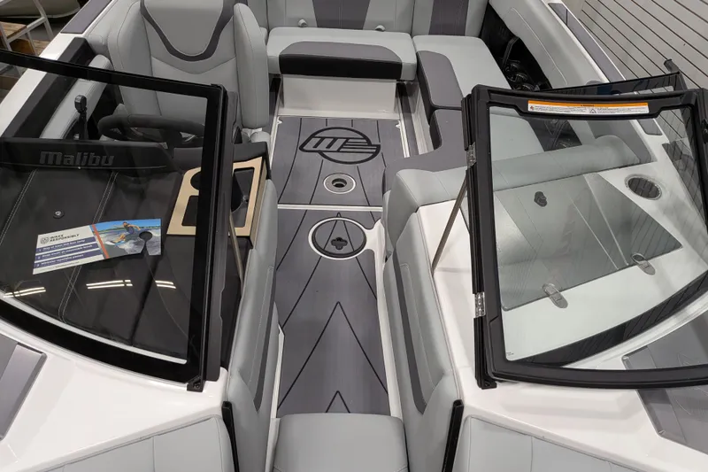 Slide: The Image of 2026 Malibu Wakesetter 20 VTX interior with sleek seating and modern design. - 8