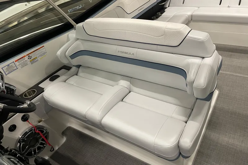 Slide: The Image of 2022 Formula 350 Crossover Bowrider interior with luxurious white seating and modern design. - 31
