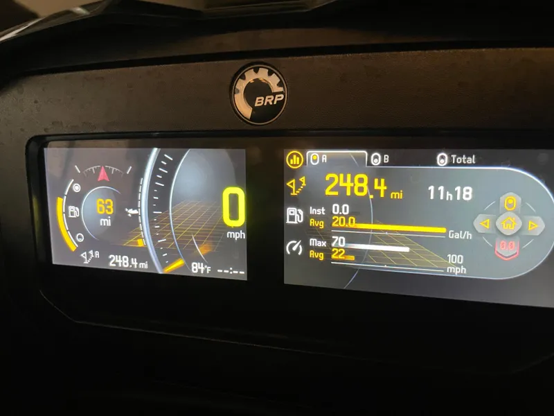 Slide: The Image of Dashboard of 2023 Sea-Doo GTX Limited 300 showing speed, mileage, and fuel data. - 17