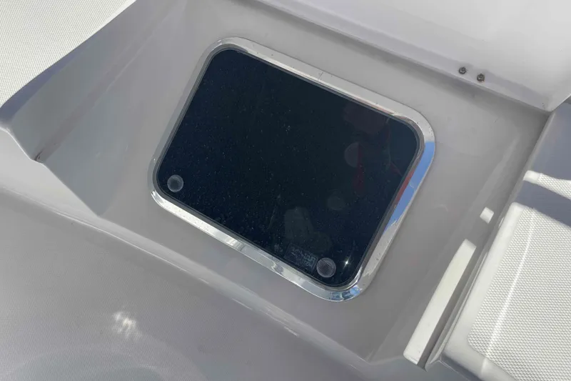 Slide: The Image of Hatch on 2003 Hunter 426 Deck Salon sailboat, featuring sleek design and chrome trim. - 62