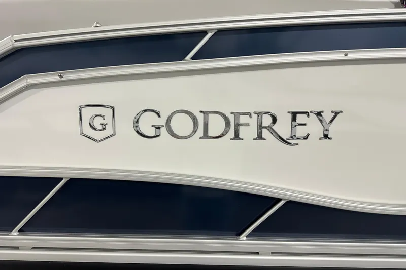 Slide: The Image of Mercury V6 200 HP outboard motor on Godfrey MC 235 SBC boat. - 2