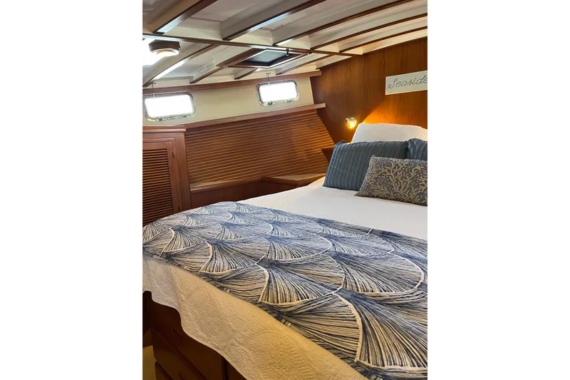 Slide: The Image of Cozy bedroom interior of 2008 Krogen 48 North Sea yacht with nautical decor. - 35