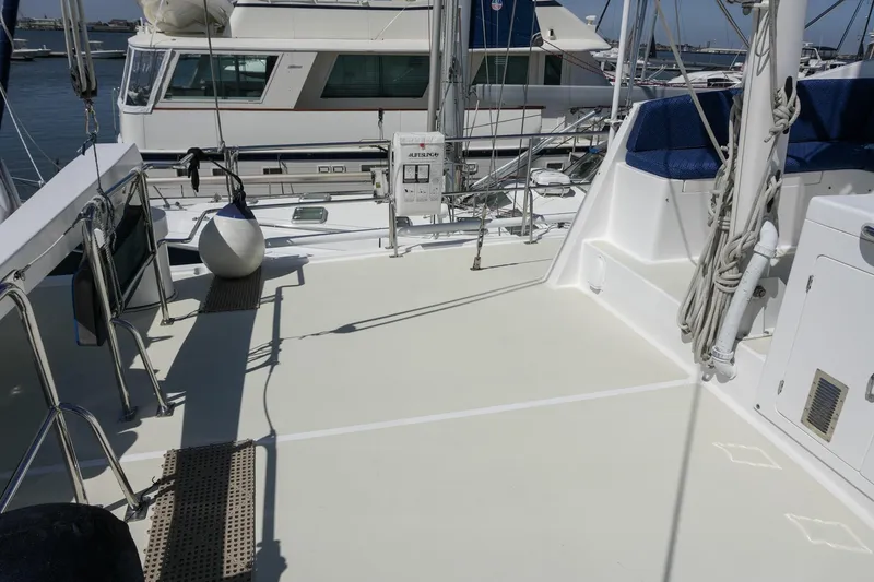 Slide: The Image of Spacious deck of 2008 Kadey-Krogen 48 North Sea yacht in marina setting. - 55