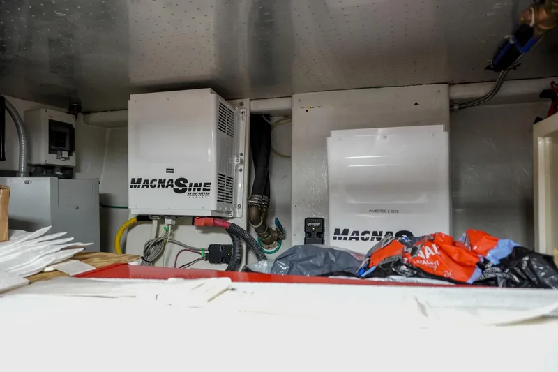 Slide: The Image of Electrical equipment in the engine room of a 2008 Kadey-Krogen 48 North Sea yacht. - 70