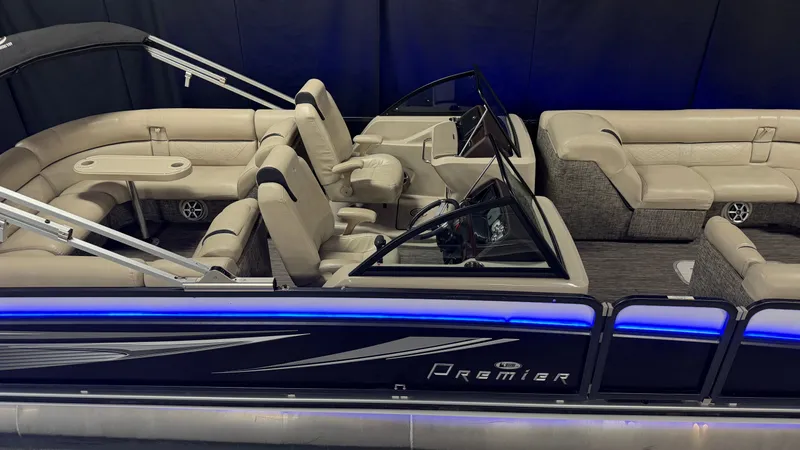 Slide: The Image of 2017 Premier 270 S-Series pontoon boat with luxurious interior. - 6