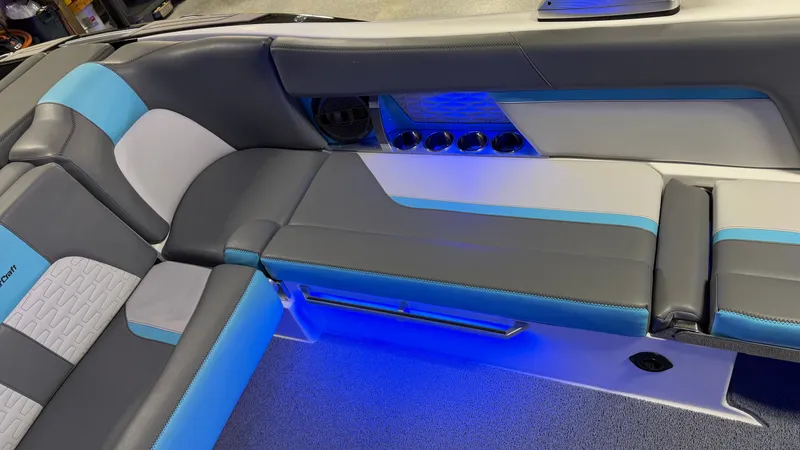 Slide: The Image of Interior of a 2019 MasterCraft X24 with blue LED lighting. - 47