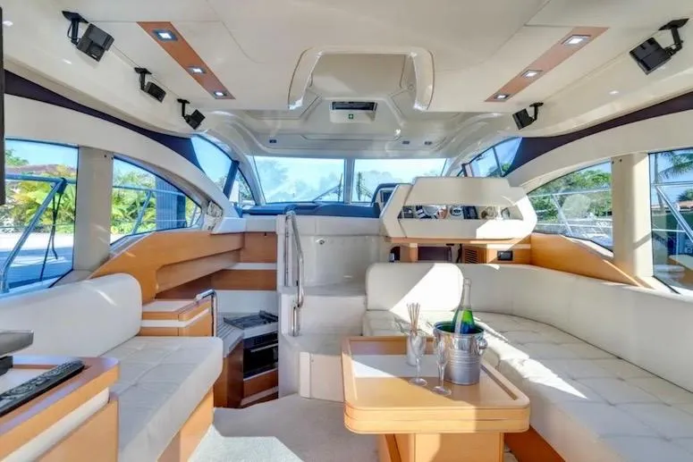 Slide: The Image of Luxurious interior of 2013 Azimut 45 yacht with elegant seating and modern design. - 16