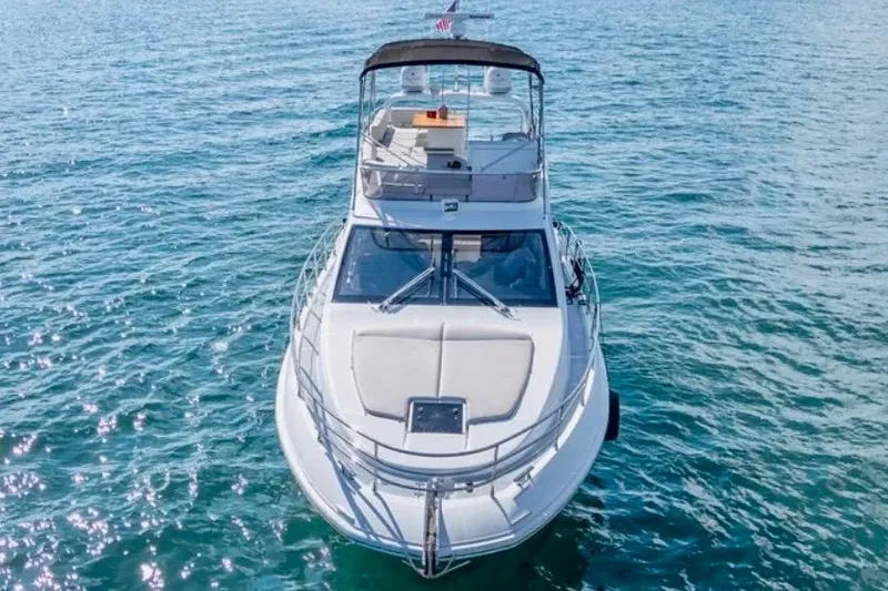 Slide: The Image of 2013 Azimut 45 yacht on open water, viewed from the front. - 4