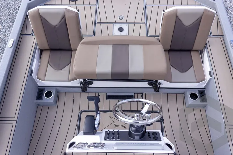 Slide: The Image of 2026 Vexus ACX 2150 boat interior with dual seats and steering console. - 34