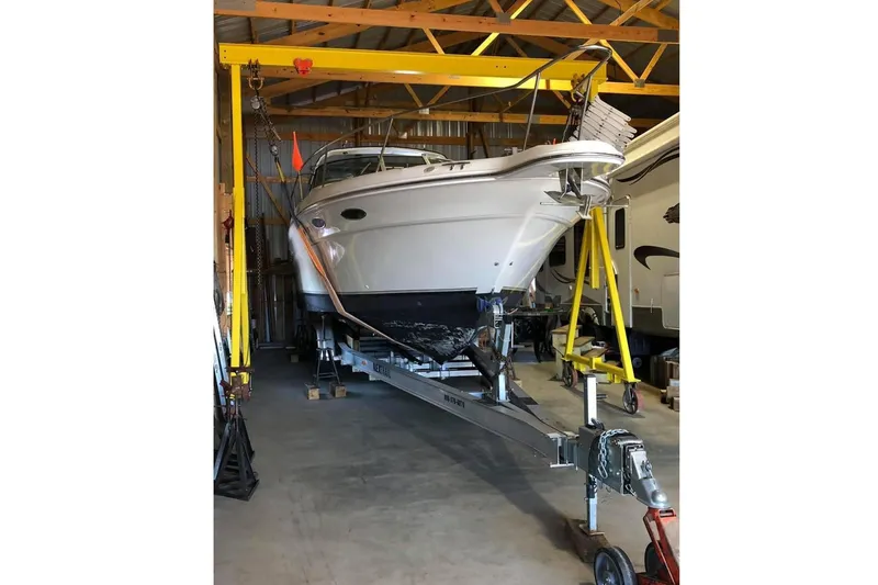 Slide: The Image of 1996 Sea Ray Sundancer 330 on trailer in storage facility. - 7