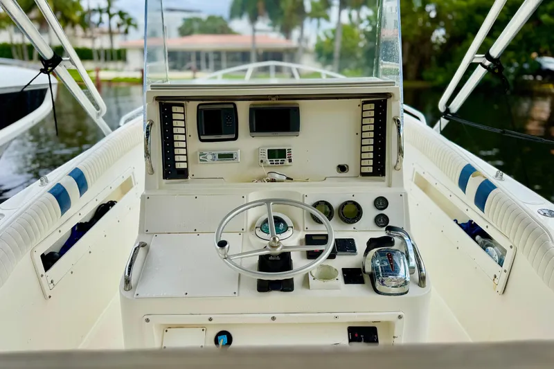 Slide: The Image of Storage compartment on a 1996 Marlin 35 CC Sportfish boat with Cuddy. - 12