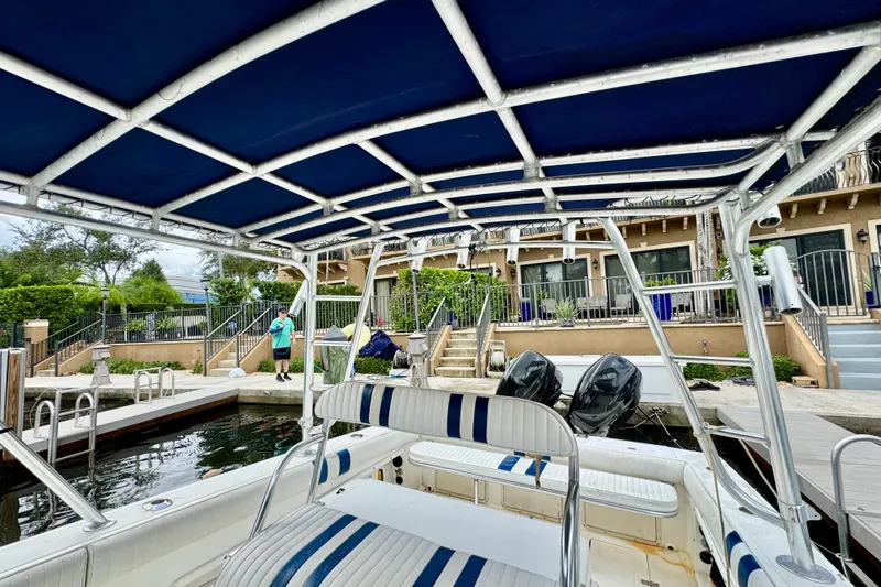 Slide: The Image of 1993 Marlin 35 CC Sportfish boat wiring and electrical components in cuddy cabin. - 26