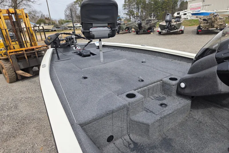 Slide: The Image of 2021 Tracker Pro Team 190 TX fishing boat with spacious deck and seating. - 16