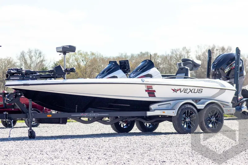 Slide: The Image of 2026 Vexus VXs20 boat on trailer, featuring sleek design and modern equipment. - 1