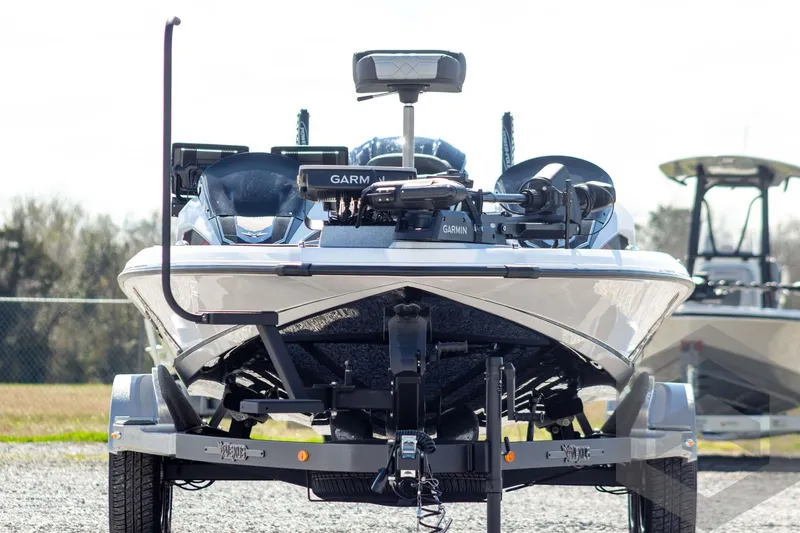 Slide: The Image of 2026 Vexus VXs20 boat with Garmin equipment, front view on trailer. - 3
