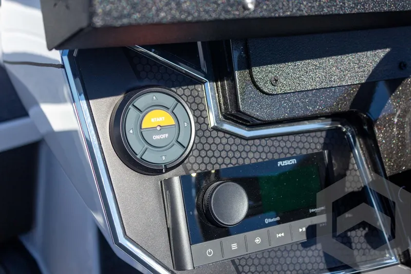 Slide: The Image of Control panel of 2026 Vexus VXs20 boat with start button and Fusion audio system. - 40
