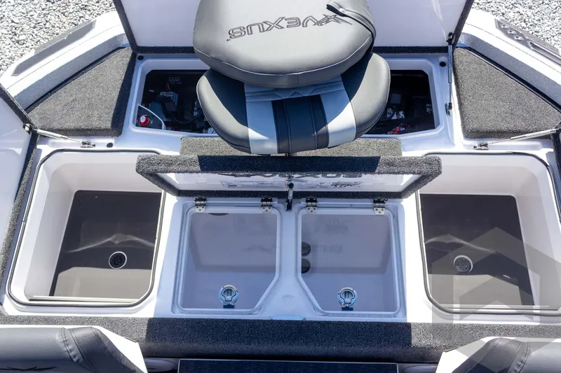 Slide: The Image of 2026 Vexus VXs20 boat interior with storage compartments and seating. - 48