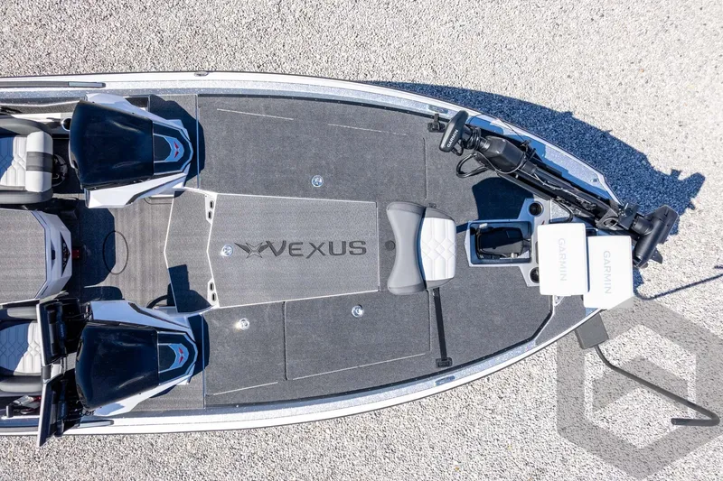 Slide: The Image of Overhead view of 2026 Vexus VXs20 boat deck with Garmin equipment. - 54