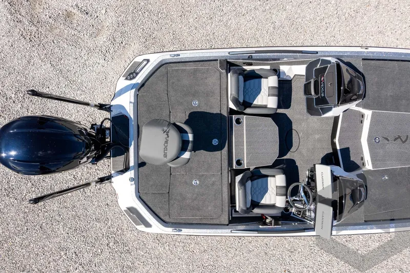 Slide: The Image of Overhead view of 2026 Vexus VXs20 boat with seating and controls. - 55