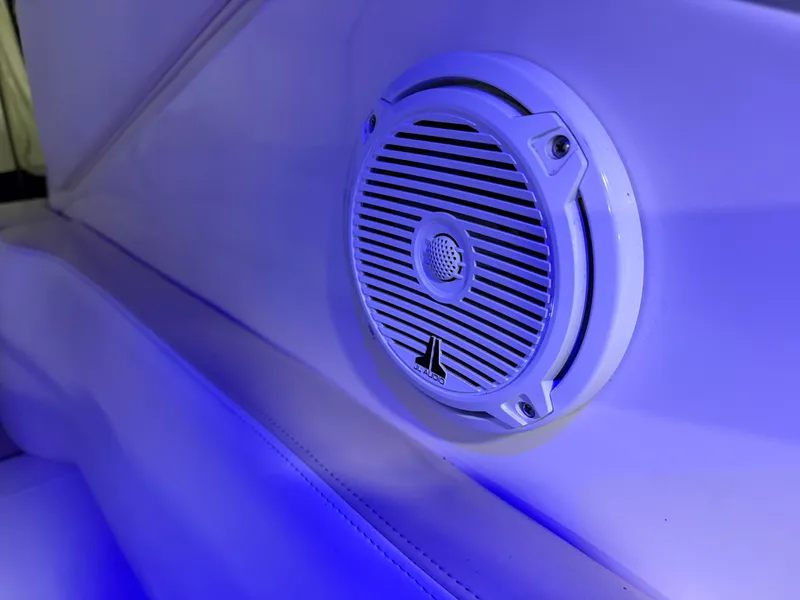 Slide: The Image of Speaker in 2012 Sea Ray Sundancer 280 with blue lighting. - 17