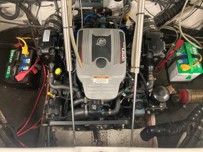 Slide: The Image of Engine compartment of 2009 Crownline 240LS Bowrider with MerCruiser 350 engine. - 15
