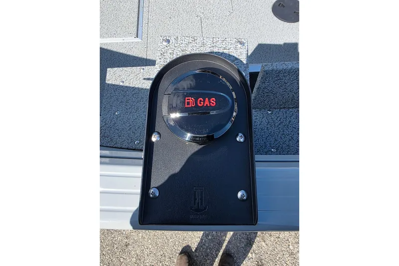 Slide: The Image of Fuel cap of 2026 Smoker Craft Freedom 160 TL boat, labeled "GAS." - 21