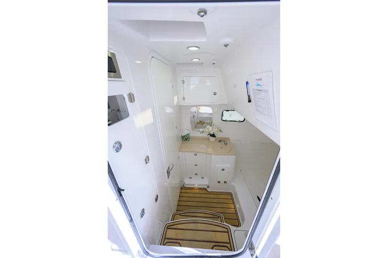 Slide: The Image of 2024 HCB 39 Speciale interior cabin with modern amenities and sleek design. - 30