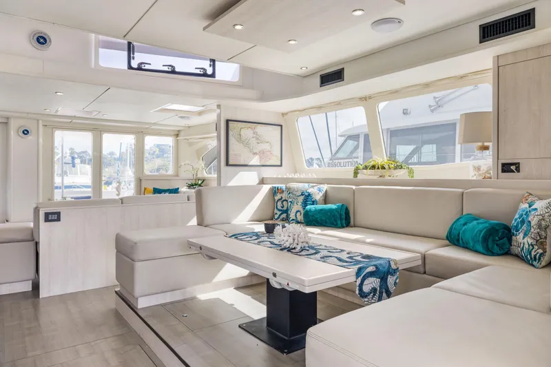 Slide: The Image of Luxurious interior of 2015 Leopard 58 yacht with elegant seating and decor. - 27