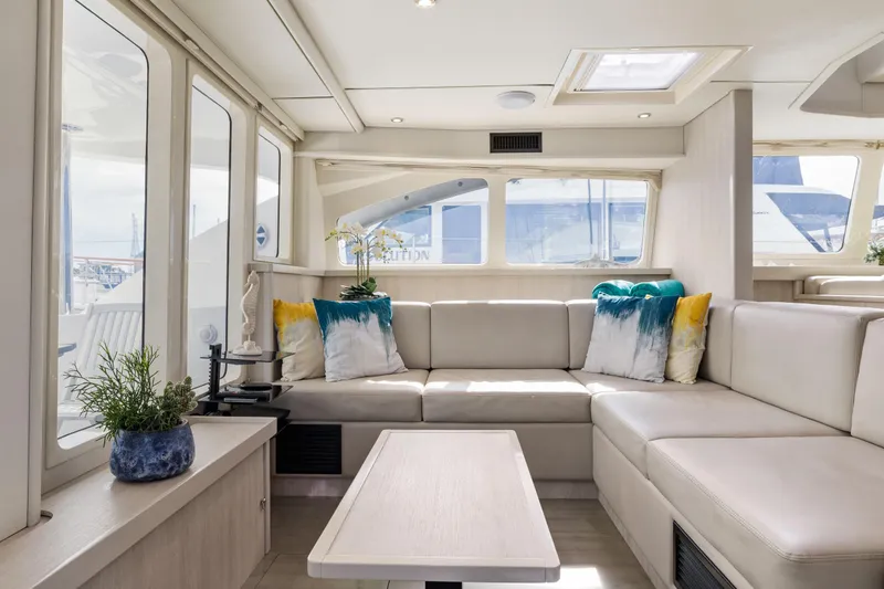 Slide: The Image of Luxurious interior of 2015 Leopard 58 yacht with elegant seating and decor. - 40