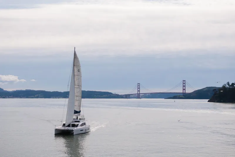 Slide: The Image of Sailing catamaran Leopard 58 near Golden Gate Bridge, 2015. - 7