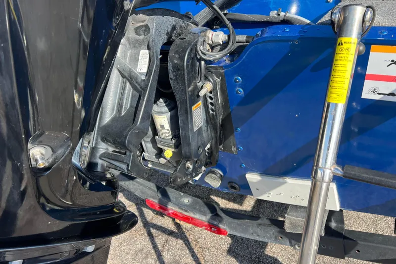 Slide: The Image of 2020 Lund 1675 Adventure Sport boat engine and hydraulic system close-up. - 36