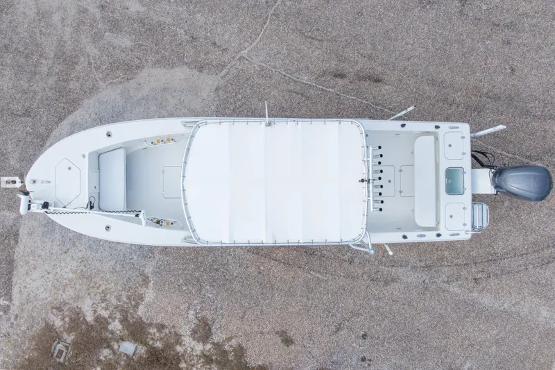 Slide: The Image of Overhead view of 2017 Andros Tarpon 26 boat on gravel surface. - 10