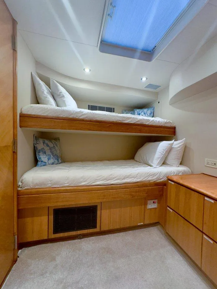 Slide: The Image of Interior of 2004 Cheoy Lee 81 Sport Yacht with cozy bunk beds and skylight. - 36
