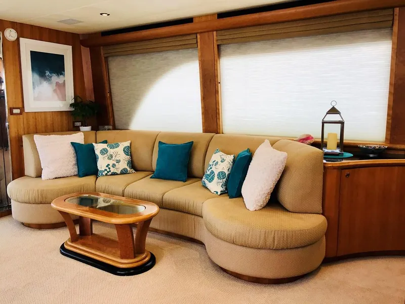 Slide: The Image of Luxurious interior of 2004 Cheoy Lee 81 Sport Yacht with elegant seating and decor. - 6
