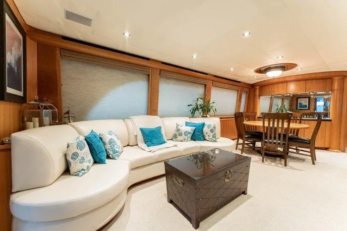 Slide: The Image of Luxurious interior of 2004 Cheoy Lee 81 Sport Yacht with elegant seating and dining area. - 7