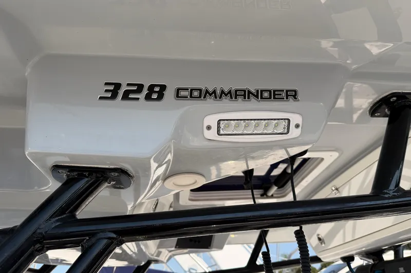 Slide: The Image of 2020 Sea Fox 328 Commander boat detail with LED light and model branding. - 17