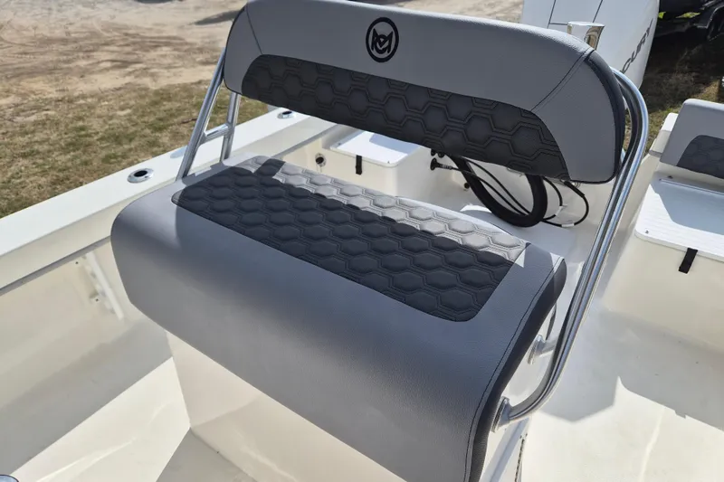 Slide: The Image of 2026 May-Craft 238 CC boat seat with hexagonal pattern and sleek design. - 7