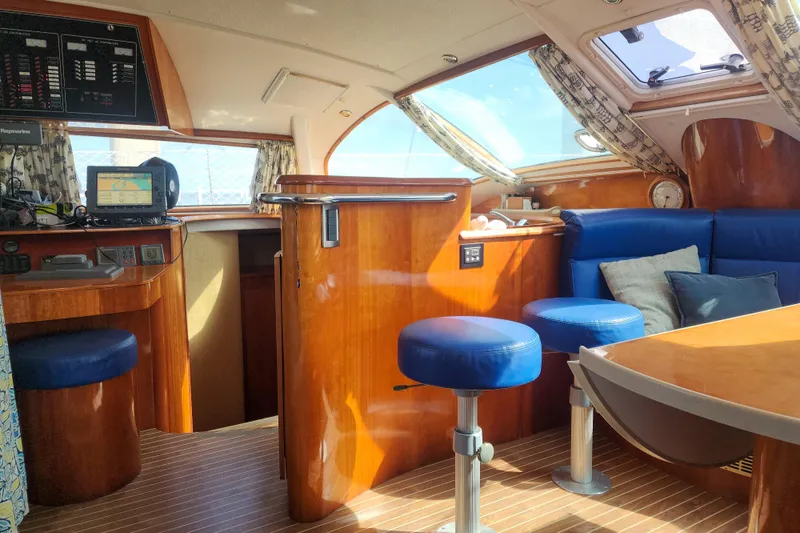 Slide: The Image of Bathroom interior of 2001 Privilege 435 yacht, featuring toilet and sink. - 107