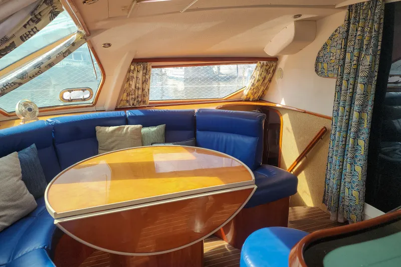 Slide: The Image of Cozy cabin interior of 2001 Privilege 435 yacht with comfortable bedding. - 111