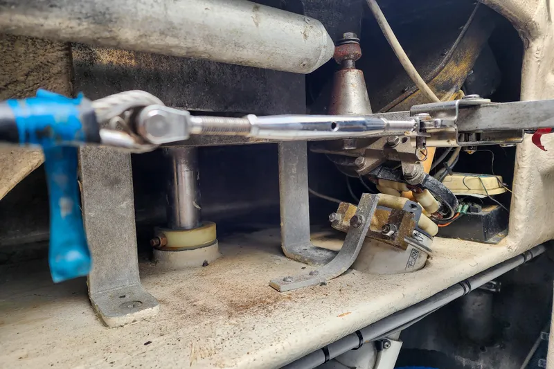 Slide: The Image of Aerial view of 2001 Privilege 435 catamaran docked at marina. - 141