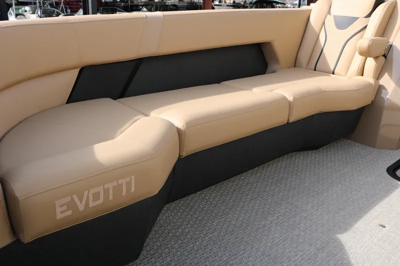 Slide: The Image of Luxurious beige seating in 2026 Evotti 725QL boat interior. - 30