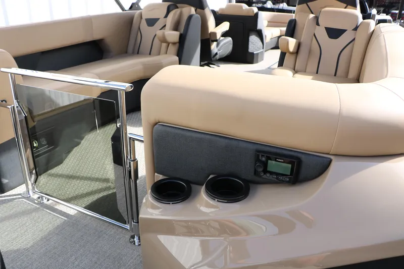Slide: The Image of Luxurious interior of 2026 Evotti 725QL boat with beige seating and modern amenities. - 36