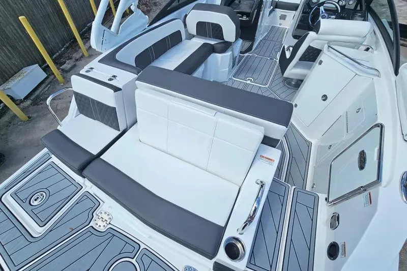 Slide: The Image of 2026 Monterey M-45 boat interior with sleek seating and modern design. - 7